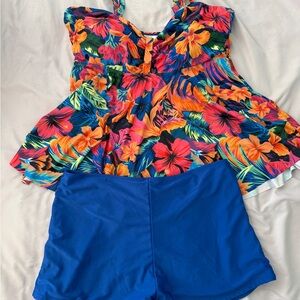 BloomChic Floral Swim Set - Multicolor and Blue